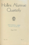 The Hollins Alumnae Quarterly, vol. 6, no. 1 (1931 Apr)