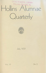 The Hollins Alumnae Quarterly, vol. 6, no. 2 (1931 July)
