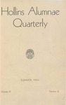 The Hollins Alumnae Quarterly, vol. 10, no. 2 (1934 Summer)