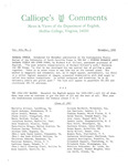 Calliope's Comments, vol. 3, no. 1 (1966 Nov 1) by Louis D. Rubin Jr.