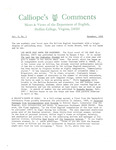 Calliope's Comments, vol. 5, no. 1 (1968 Nov 1) by John Alexander Allen